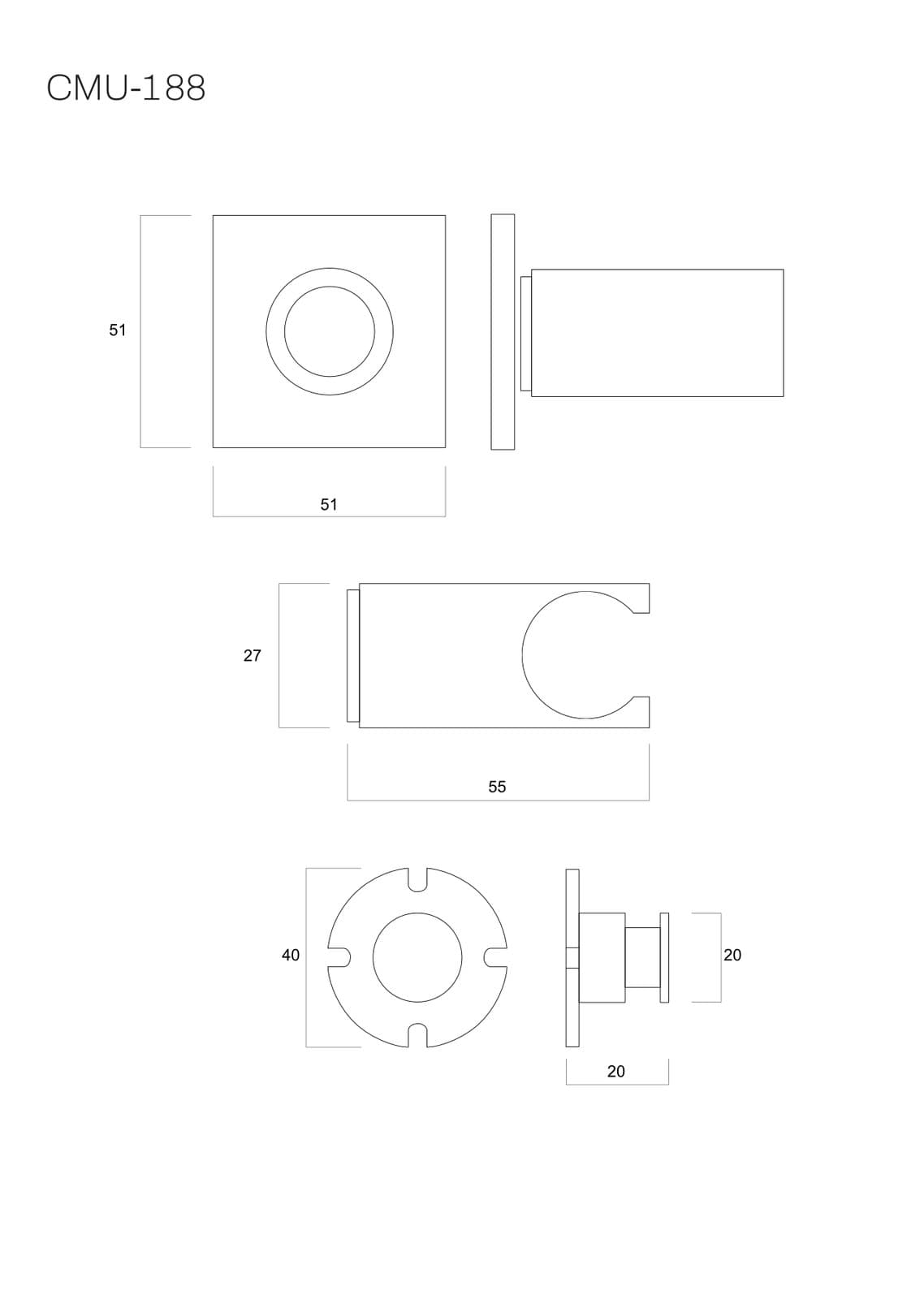 Uchwyt prysznicowy Corsan CMU188BL do słuchawki prysznicowej czarny