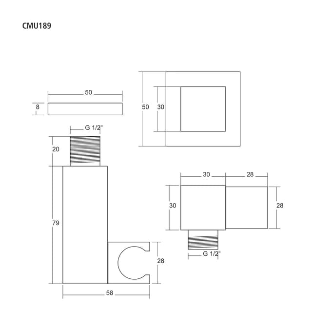 Uchwyt prysznicowy Corsan CMU189BL czarny z przyłączem do słuchawki prysznicowej