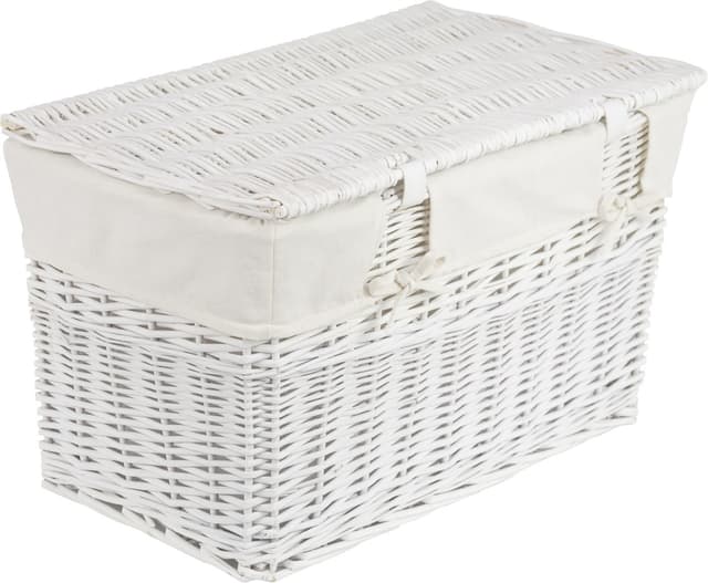 Skrzynia wiklinowa z wyściółką Koszoplotka biała 58x43x35h