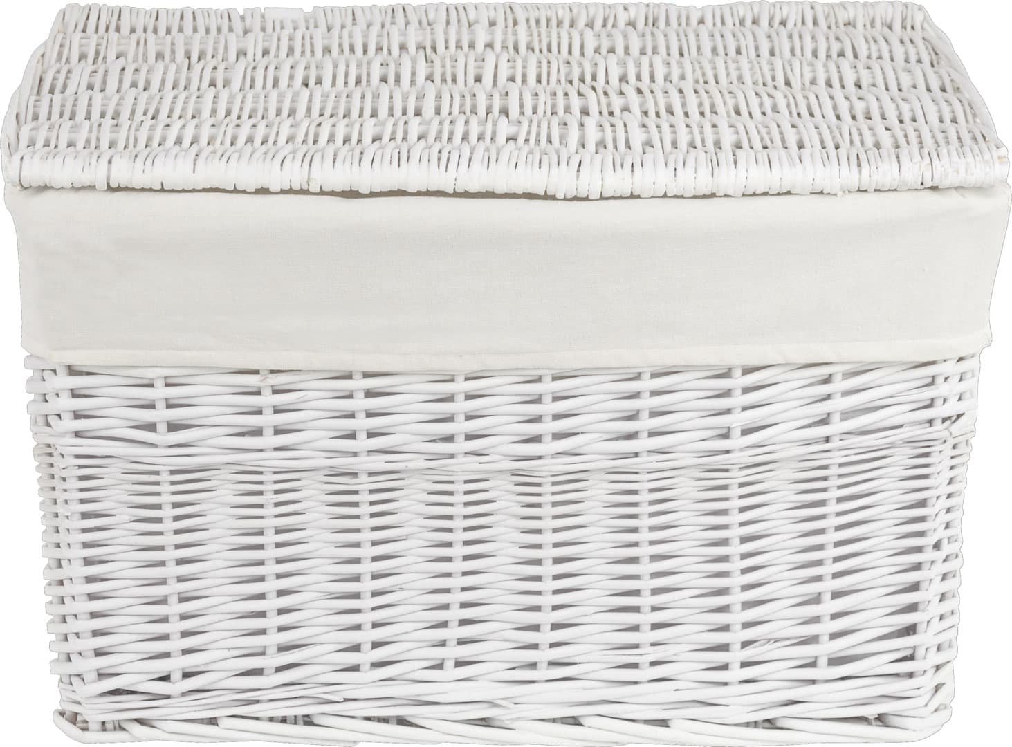 Skrzynia wiklinowa z wyściółką Koszoplotka biała 52x36x30h