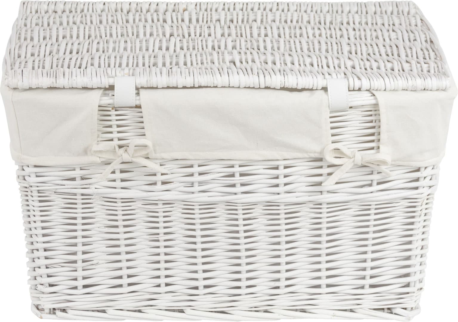 Skrzynia wiklinowa z wyściółką Koszoplotka biała 45x28x27h