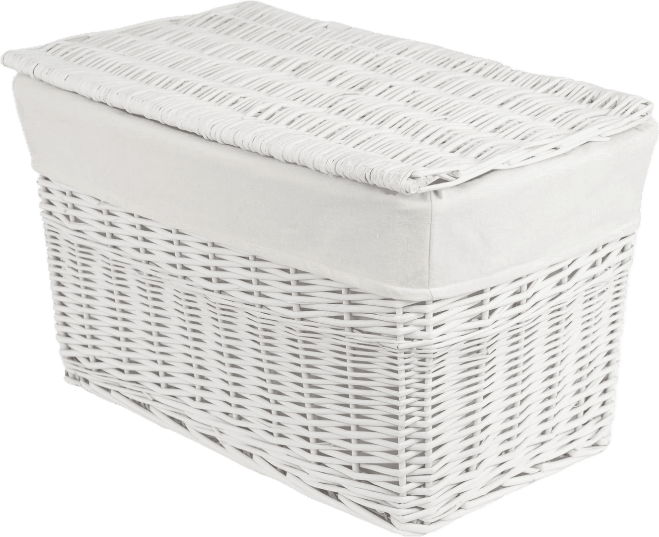 Skrzynia wiklinowa z wyściółką Koszoplotka biała 38x22x22h