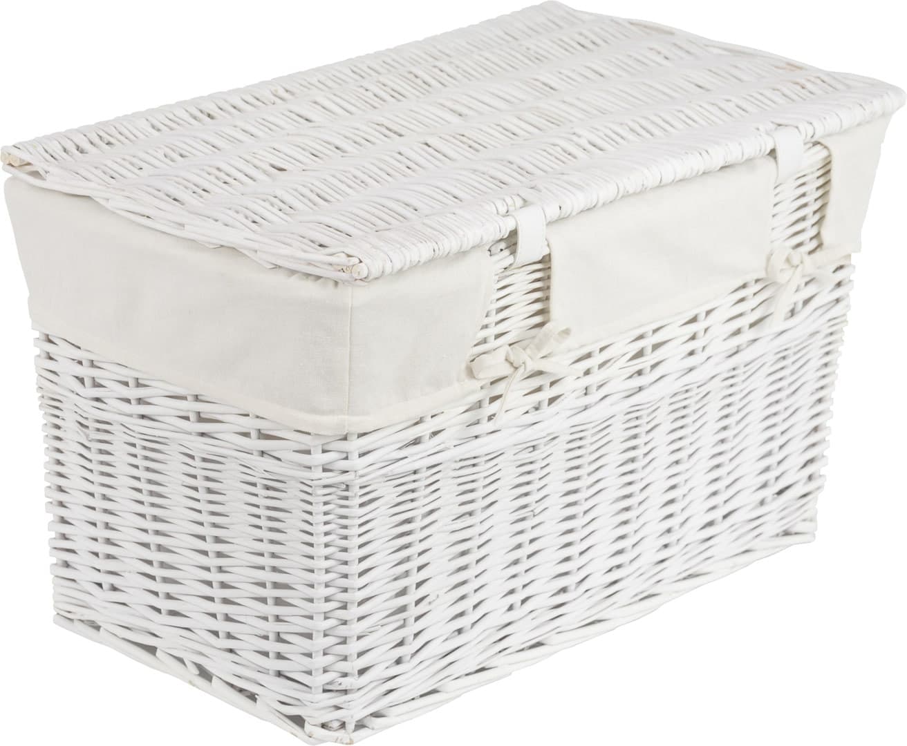 Skrzynia wiklinowa z wyściółką Koszoplotka biała 38x22x22h