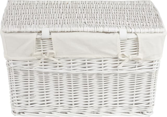 Skrzynia wiklinowa z wyściółką Koszoplotka biała 38x22x22h