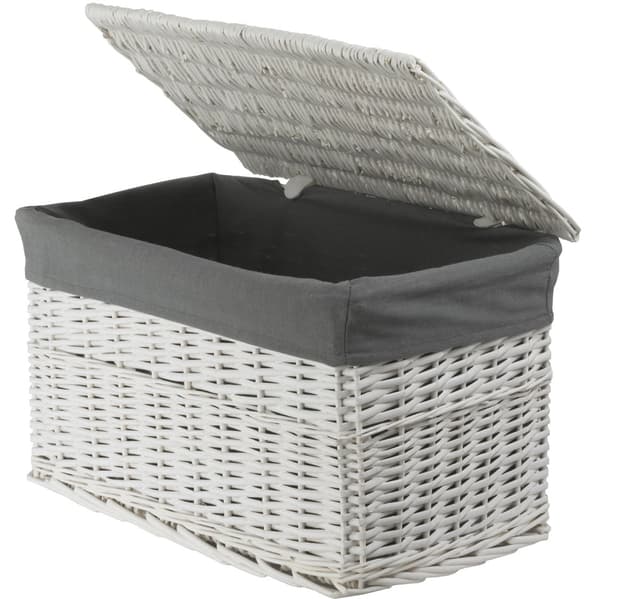 Skrzynia wiklinowa z wyściółką Koszoplotka biała 52x36x30h