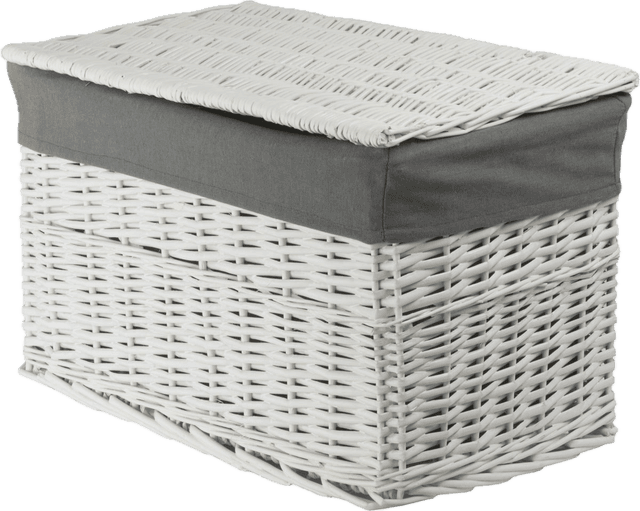 Skrzynia wiklinowa z wyściółką Koszoplotka biała 58x43x35h