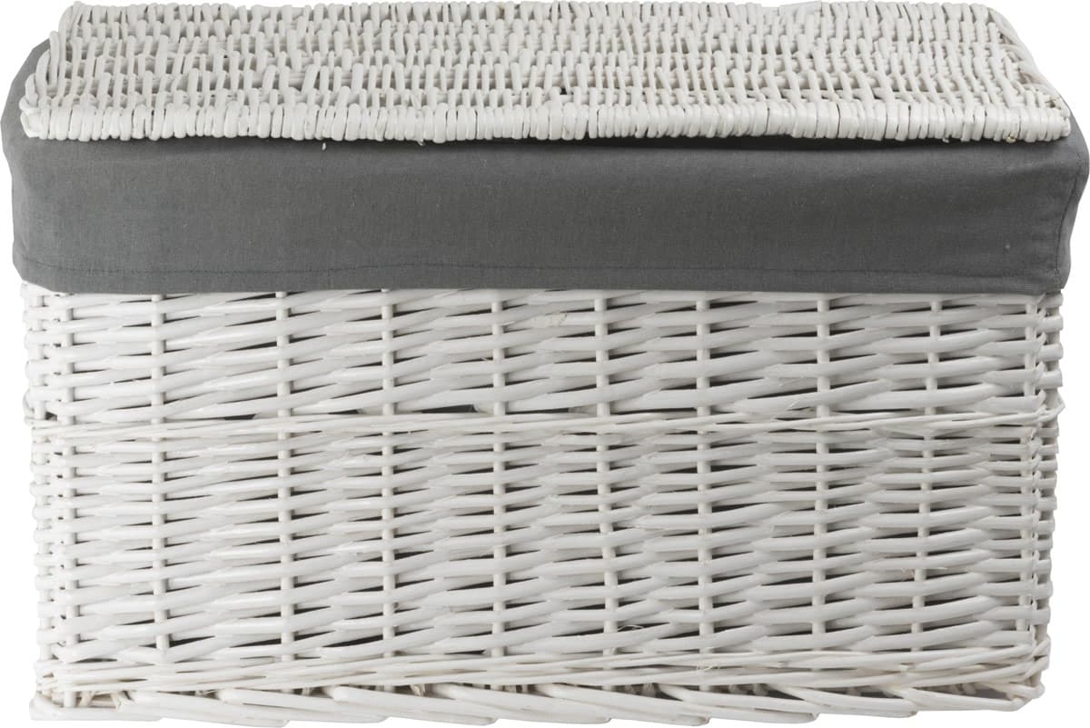 Skrzynia wiklinowa z wyściółką Koszoplotka biała 58x43x35h