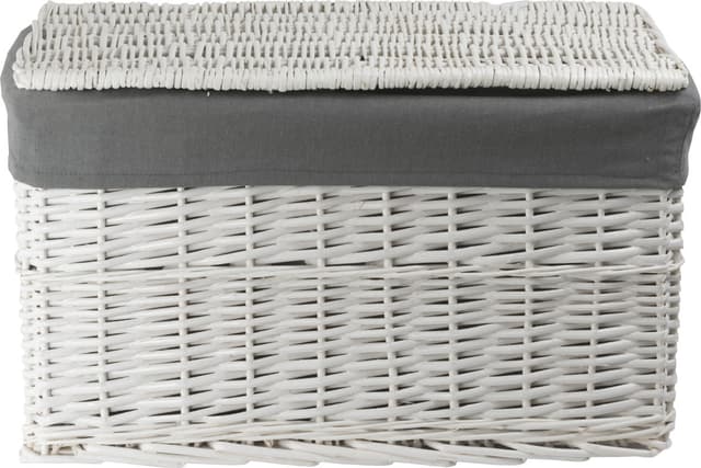 Skrzynia wiklinowa z wyściółką Koszoplotka biała 58x43x35h