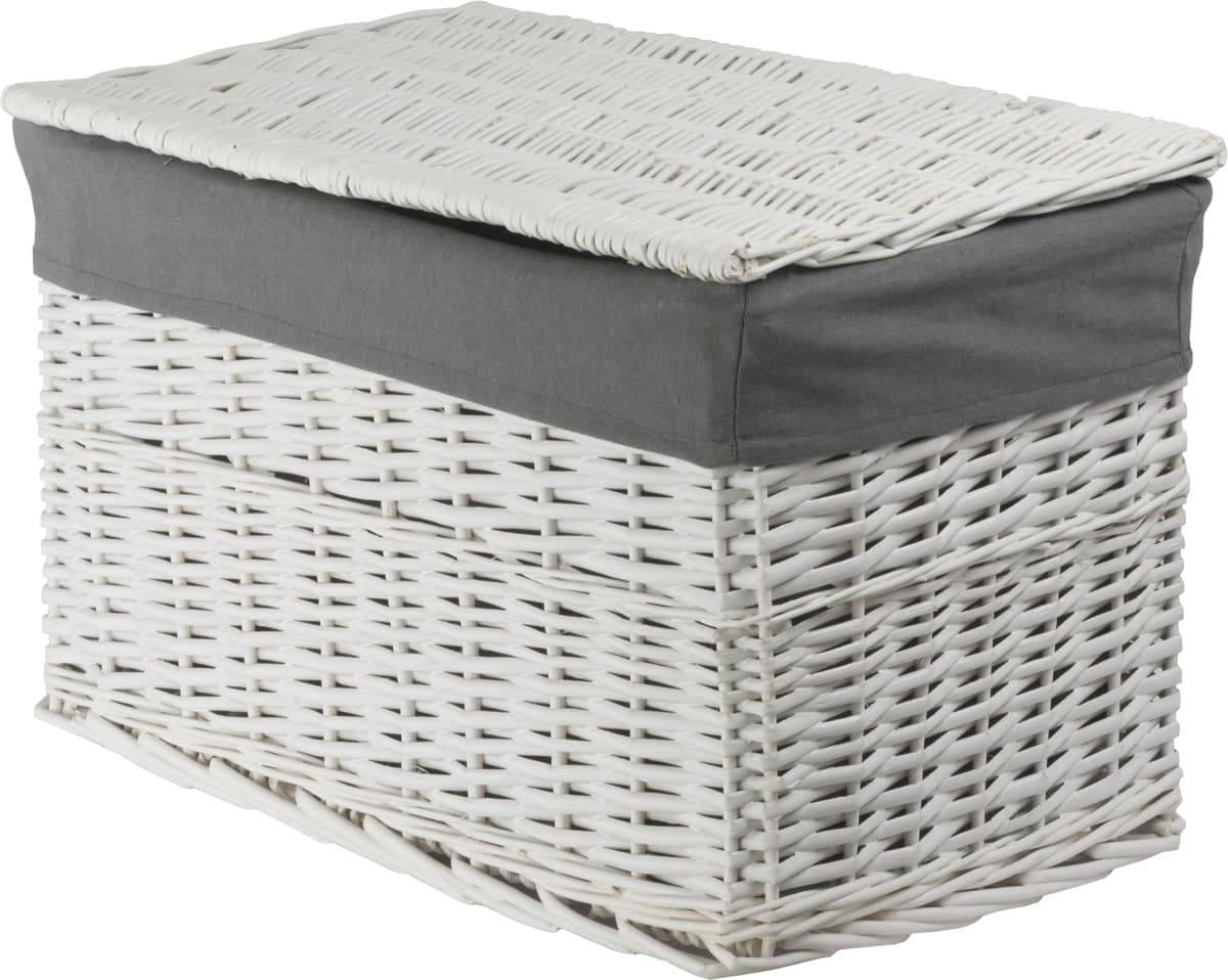 Skrzynia wiklinowa z wyściółką Koszoplotka biała 38x22x22h