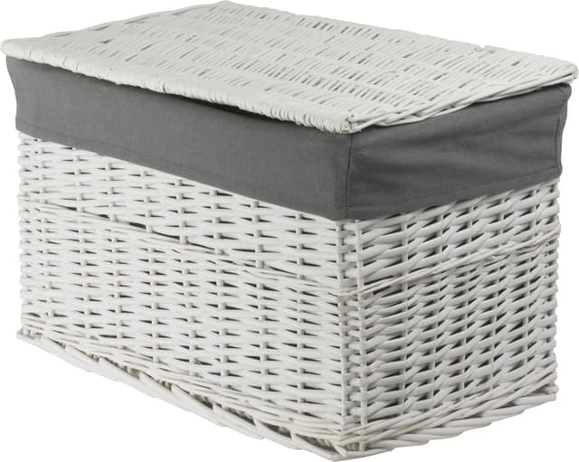 Skrzynia wiklinowa z wyściółką Koszoplotka biała 38x22x22h