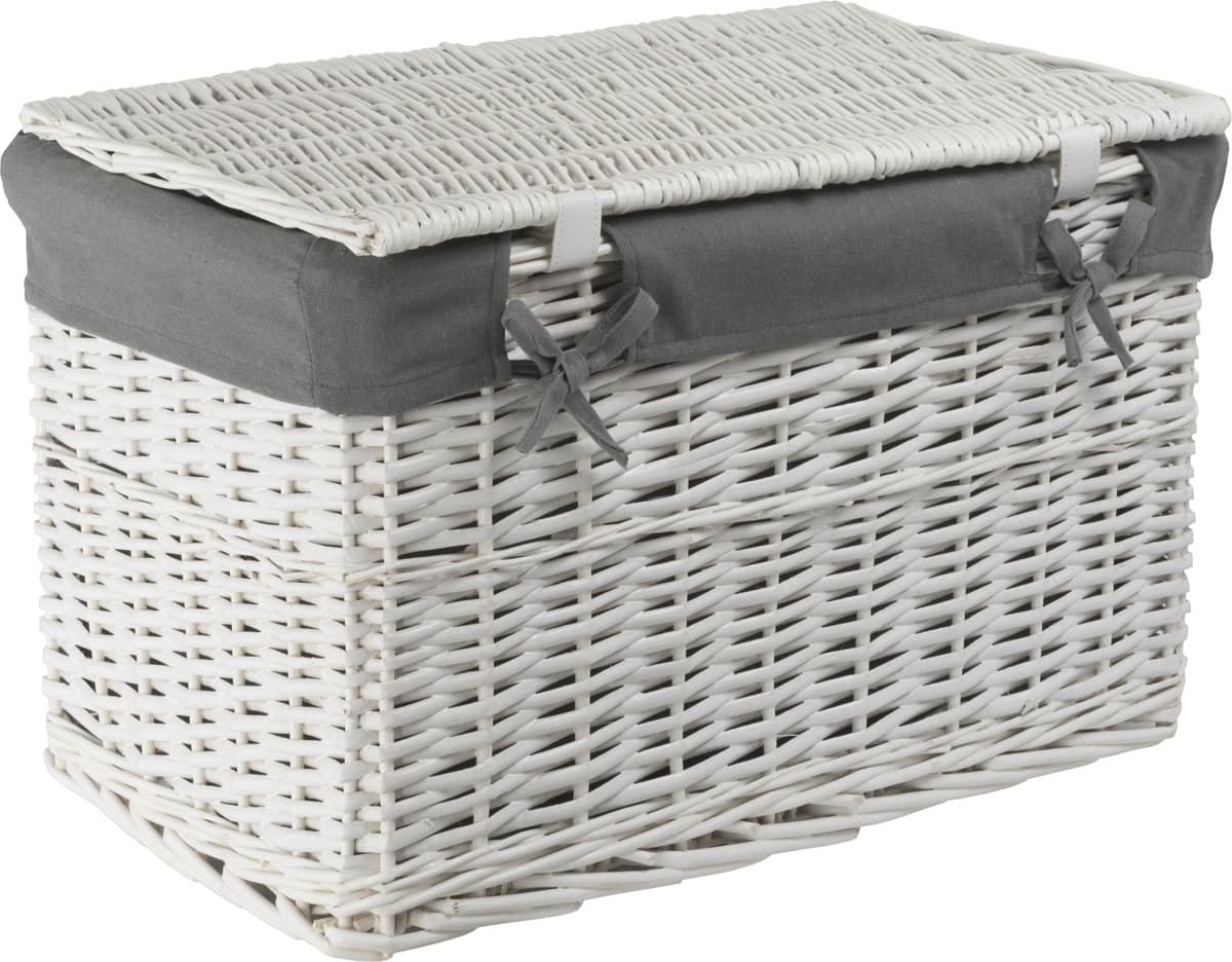 Skrzynia wiklinowa z wyściółką Koszoplotka biała 38x22x22h
