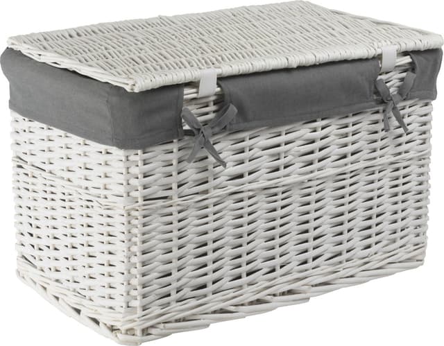 Skrzynia wiklinowa z wyściółką Koszoplotka biała 38x22x22h