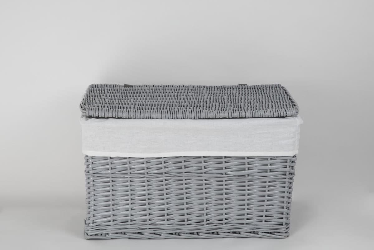 Skrzynia wiklinowa z wyściółką Koszoplotka szara 58x43x35h