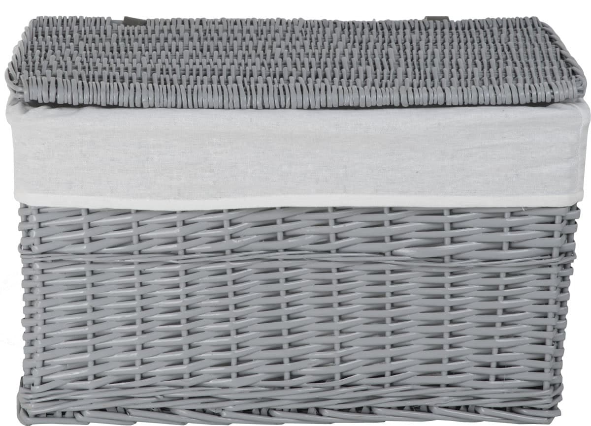 Skrzynia wiklinowa z wyściółką Koszoplotka szara 52x36x30h