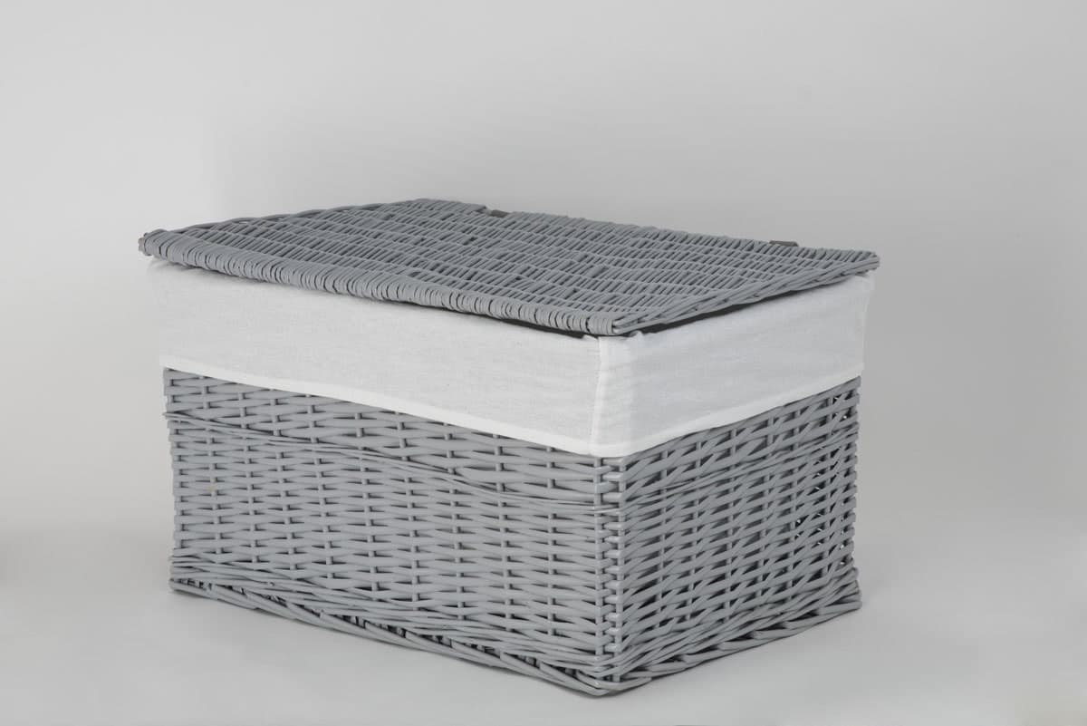 Skrzynia wiklinowa z wyściółką Koszoplotka szara 52x36x30h
