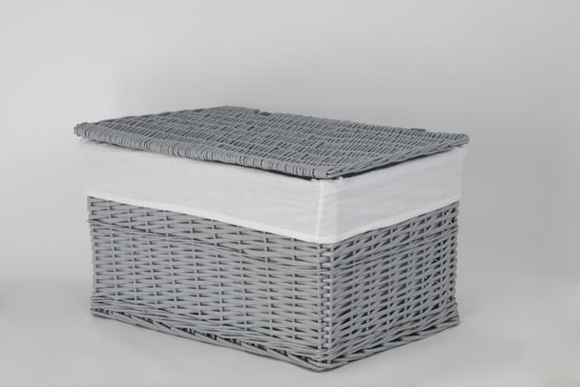 Skrzynia wiklinowa z wyściółką Koszoplotka szara 52x36x30h