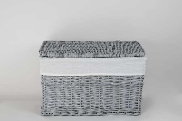 Skrzynia wiklinowa z wyściółką Koszoplotka szara 52x36x30h