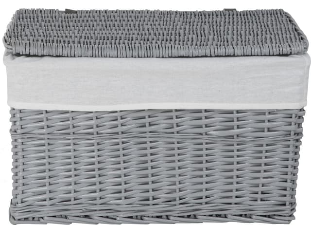 Skrzynia wiklinowa z wyściółką Koszoplotka szara 45x28x27h