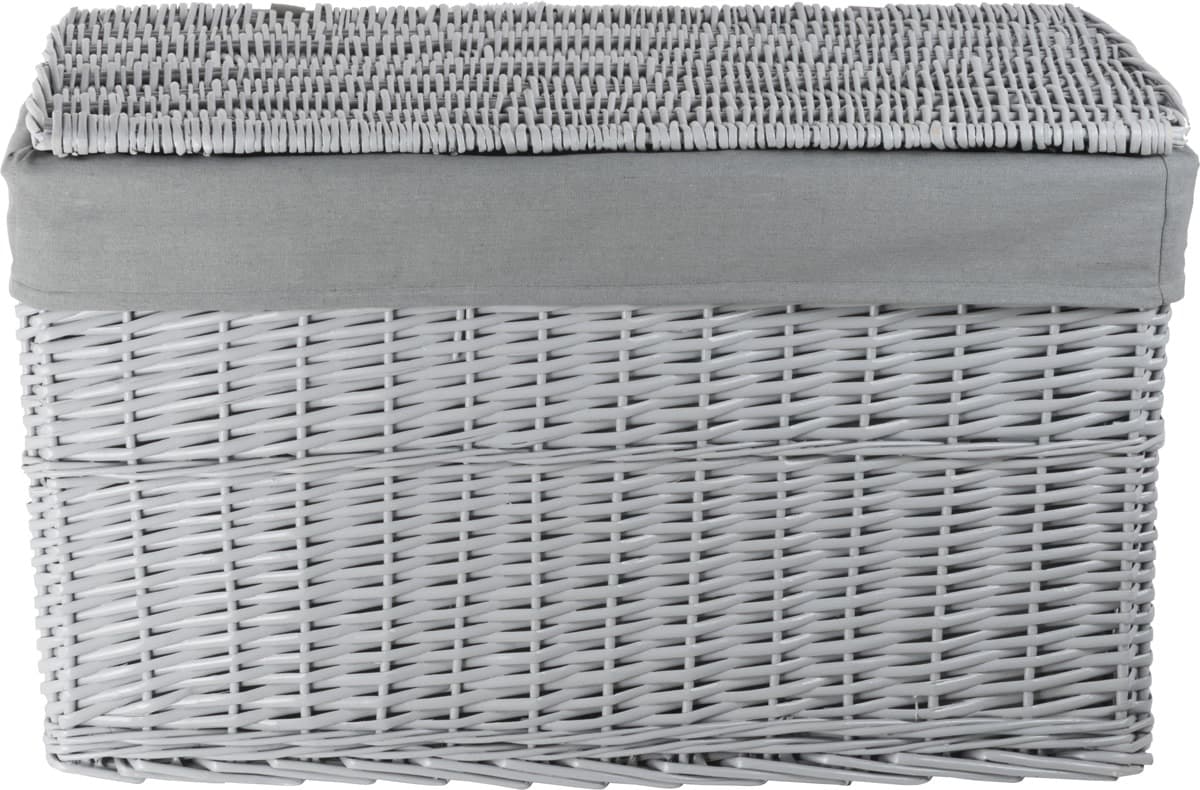 Skrzynia wiklinowa z wyściółką Koszoplotka szara 45x28x27h
