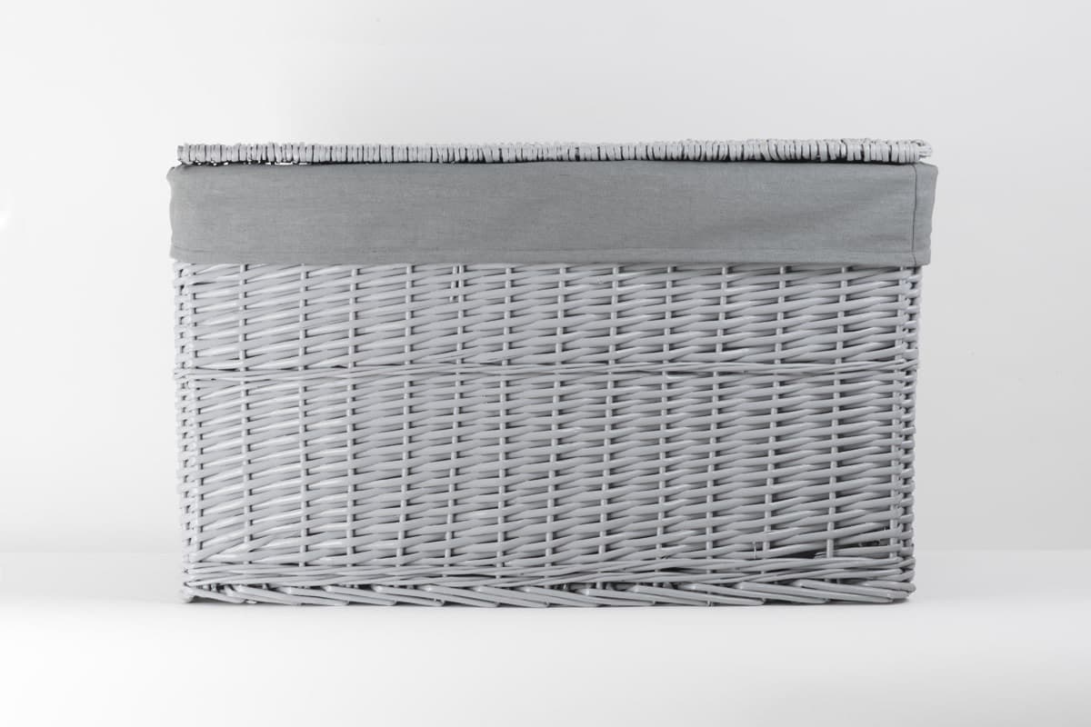 Skrzynia wiklinowa z wyściółką Koszoplotka szara 45x28x27h