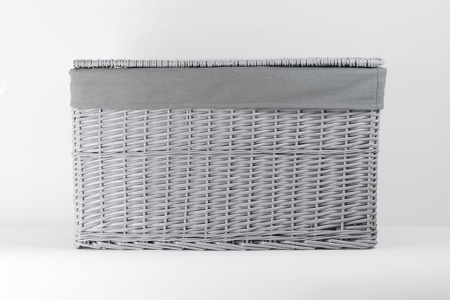 Skrzynia wiklinowa z wyściółką Koszoplotka szara 45x28x27h