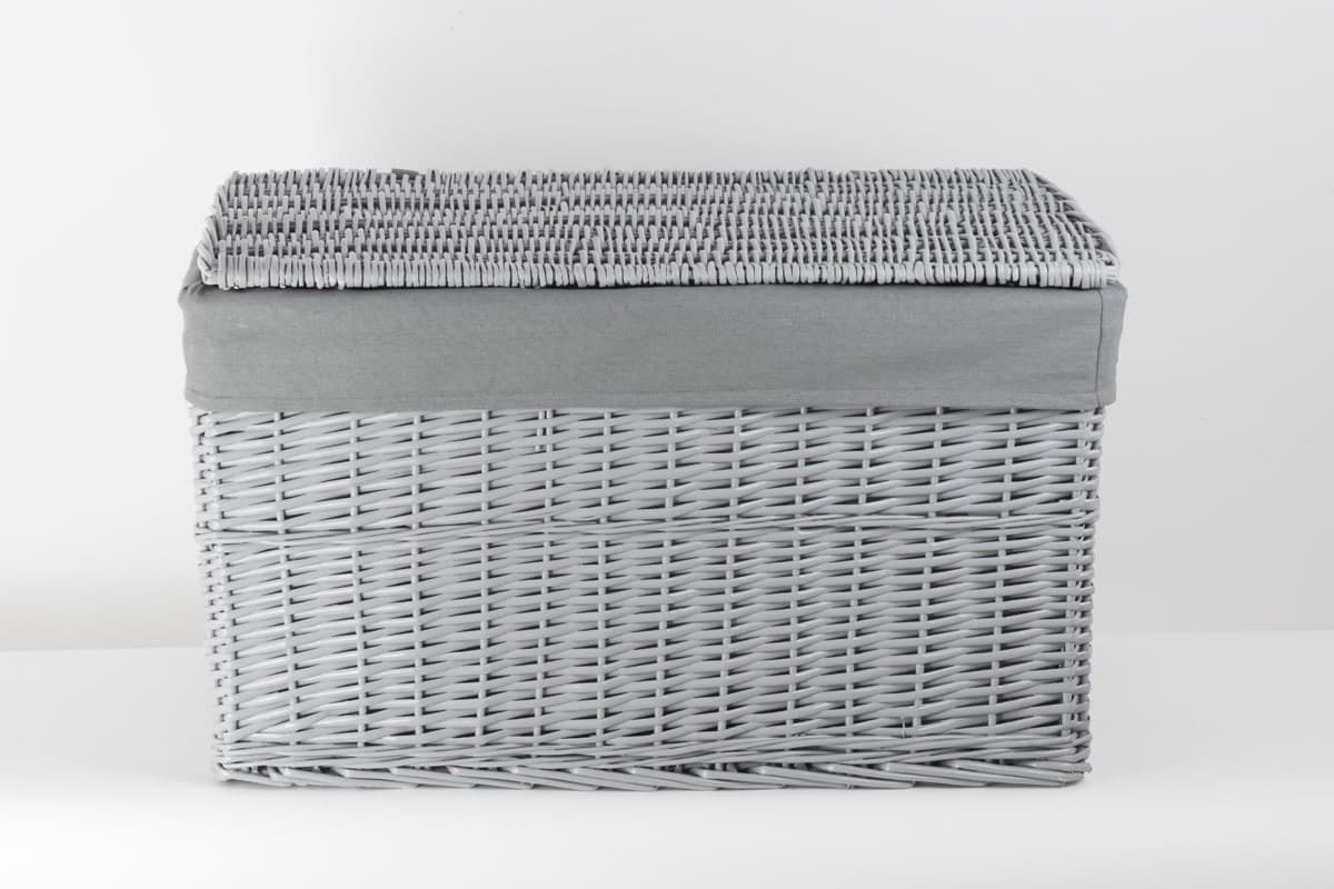 Skrzynia wiklinowa z wyściółką Koszoplotka szara 45x28x27h