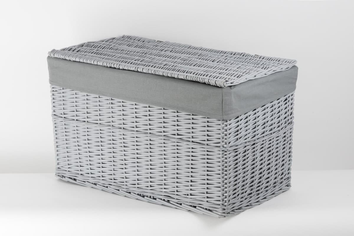 Skrzynia wiklinowa z wyściółką Koszoplotka szara 45x28x27h
