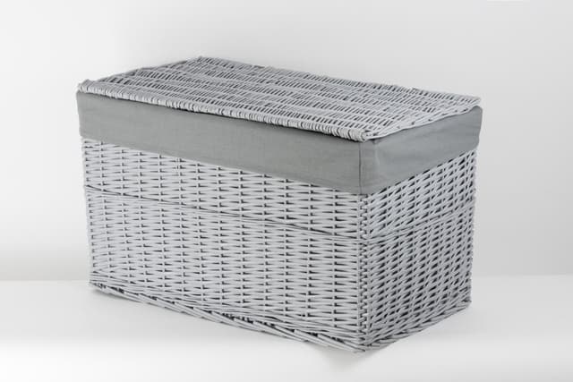 Skrzynia wiklinowa z wyściółką Koszoplotka szara 45x28x27h