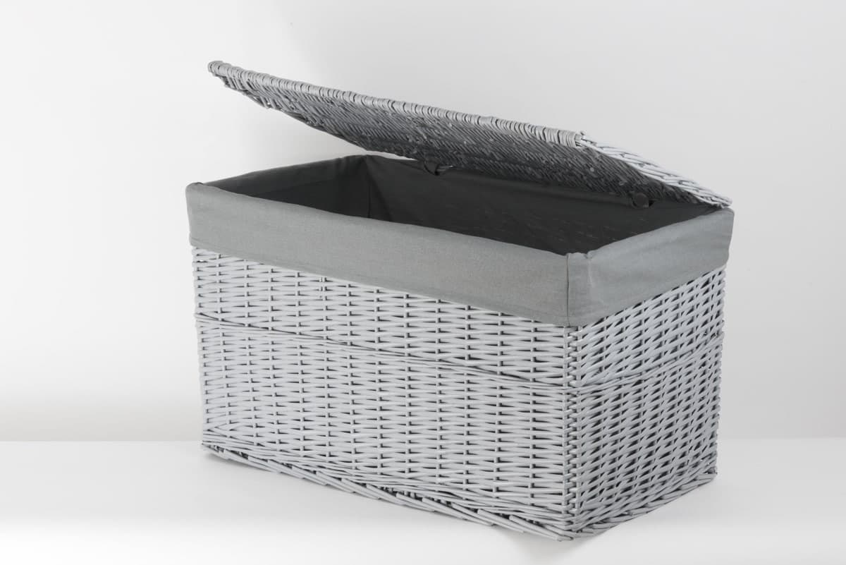 Skrzynia wiklinowa z wyściółką Koszoplotka szara 45x28x27h