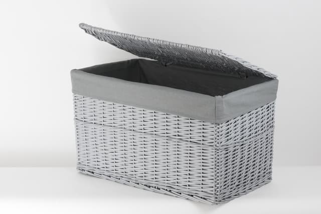 Skrzynia wiklinowa z wyściółką Koszoplotka szara 45x28x27h