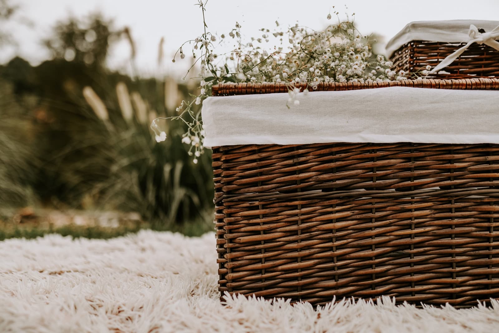 Skrzynia wiklinowa z wyściółką Koszoplotka wenge 52x36x30h