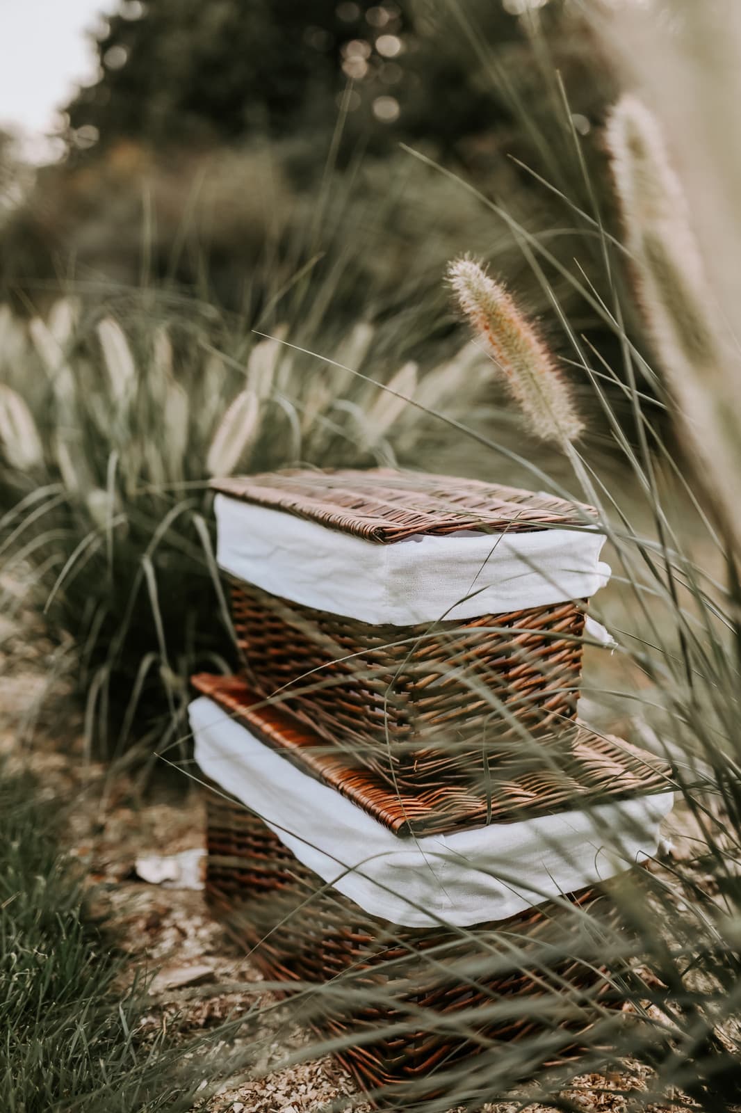 Skrzynia wiklinowa z wyściółką Koszoplotka wenge 58x43x35h