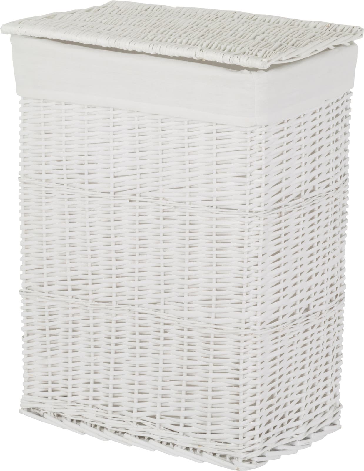 Kosz wiklinowy z wyściółką na pranie Koszoplotka biały 47x35x66h
