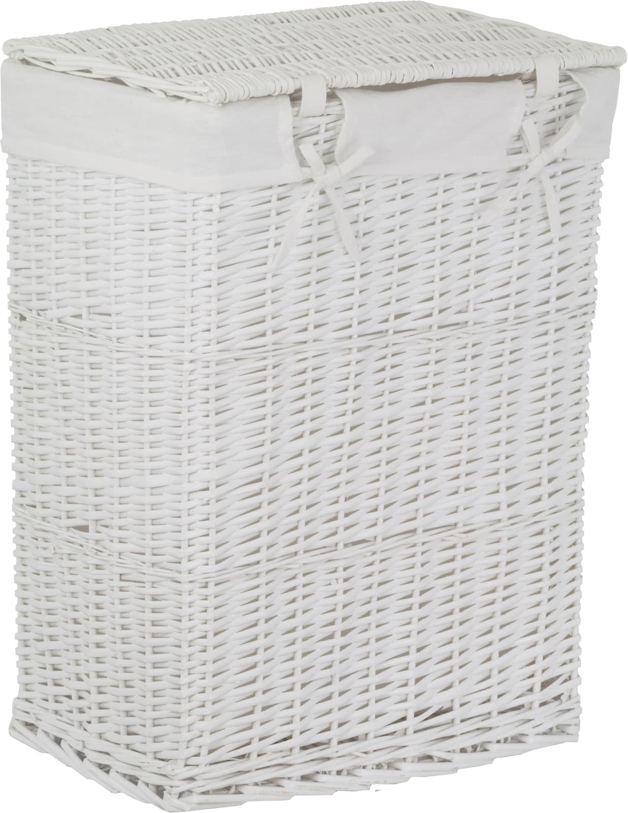 Kosz wiklinowy z wyściółką na pranie Koszoplotka biały 47x35x66h