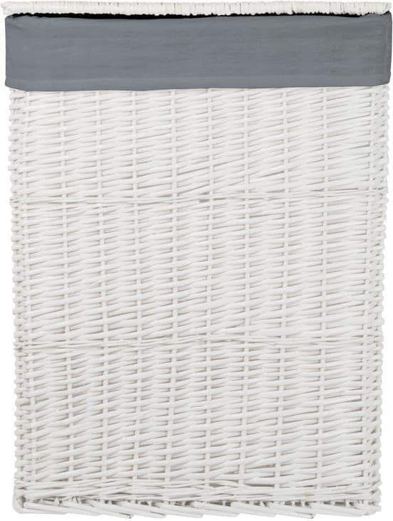 Kosz wiklinowy z wyściółką na pranie Koszoplotka biały 47x35x66h