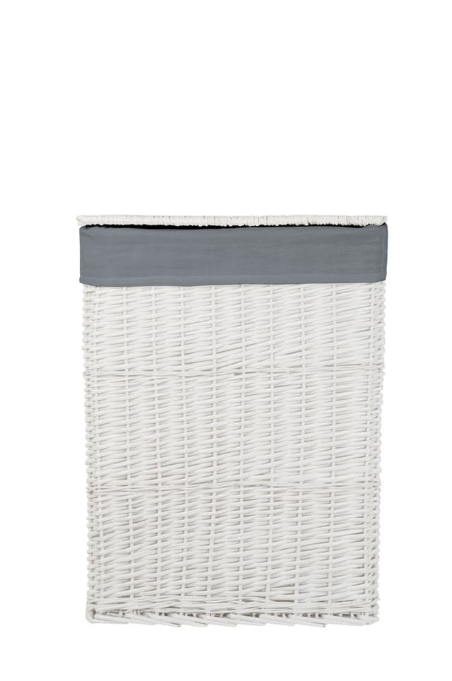 Kosz wiklinowy z wyściółką na pranie Koszoplotka biały 47x35x66h