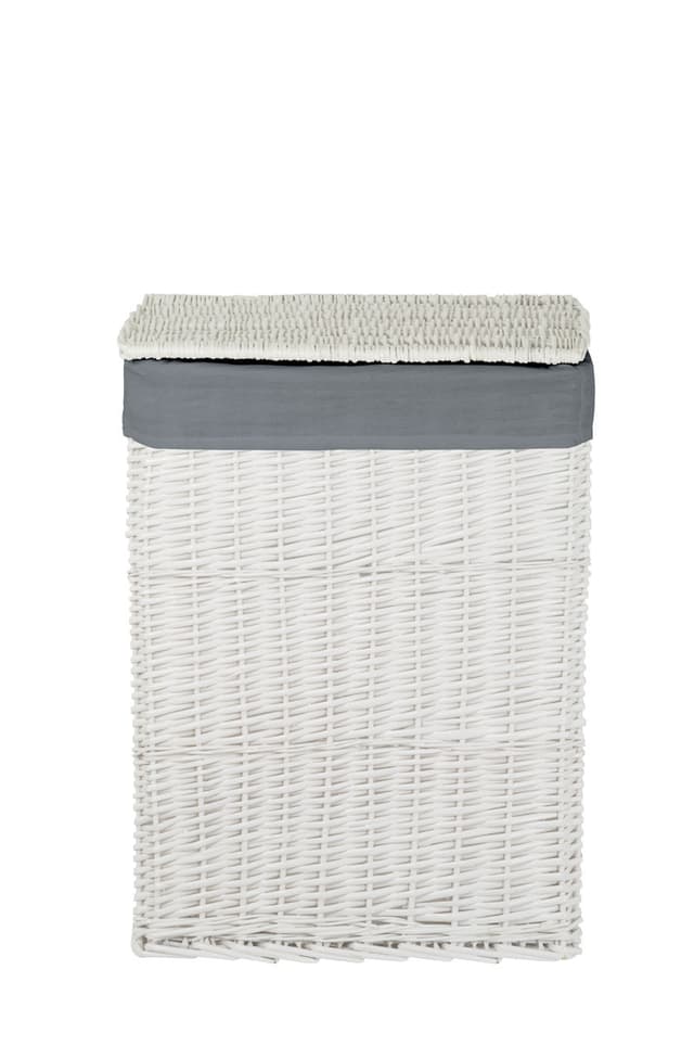 Kosz wiklinowy z wyściółką na pranie Koszoplotka biały 47x35x66h