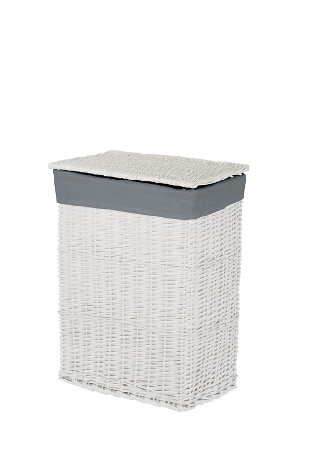 Kosz wiklinowy z wyściółką na pranie Koszoplotka biały 47x35x66h