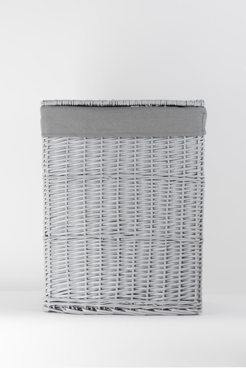 Kosz wiklinowy z wyściółką na pranie Koszoplotka szary 47x35x66h