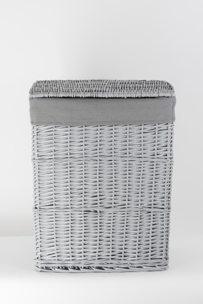 Kosz wiklinowy z wyściółką na pranie Koszoplotka szary 47x35x66h