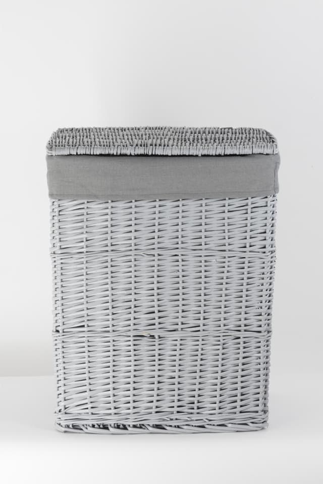 Kosz wiklinowy z wyściółką na pranie Koszoplotka szary 47x35x66h