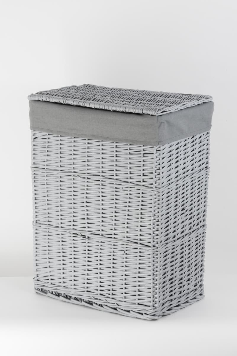 Kosz wiklinowy z wyściółką na pranie Koszoplotka szary 47x35x66h