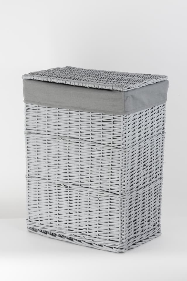 Kosz wiklinowy z wyściółką na pranie Koszoplotka szary 47x35x66h