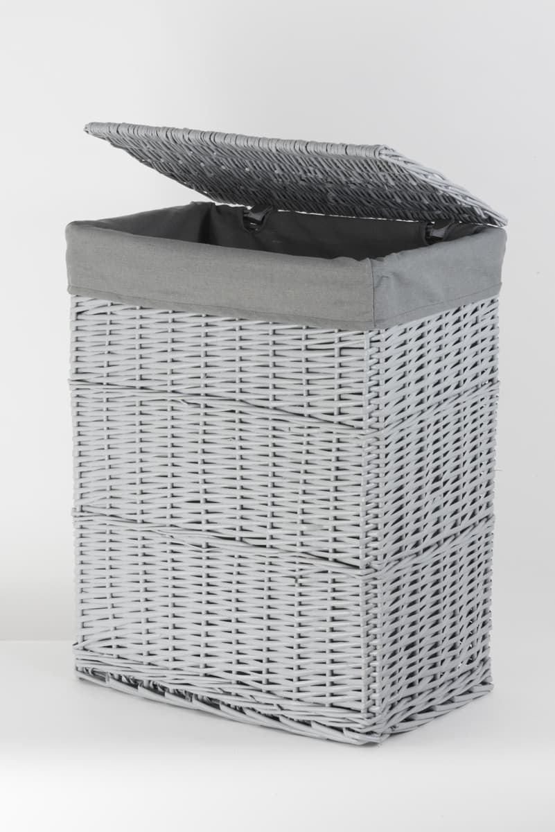 Kosz wiklinowy z wyściółką na pranie Koszoplotka szary 47x35x66h