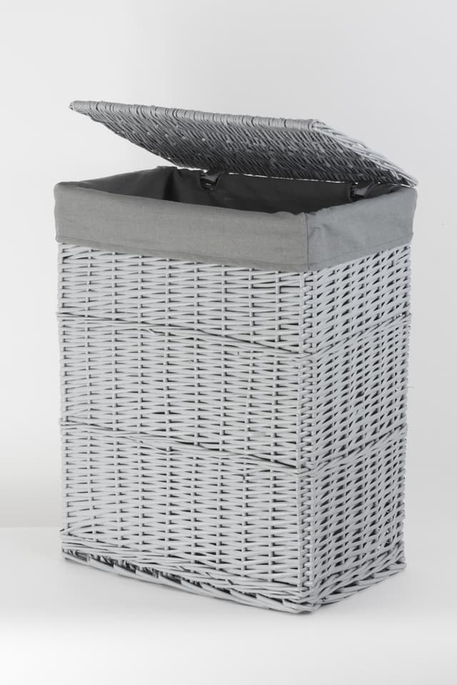 Kosz wiklinowy z wyściółką na pranie Koszoplotka szary 47x35x66h
