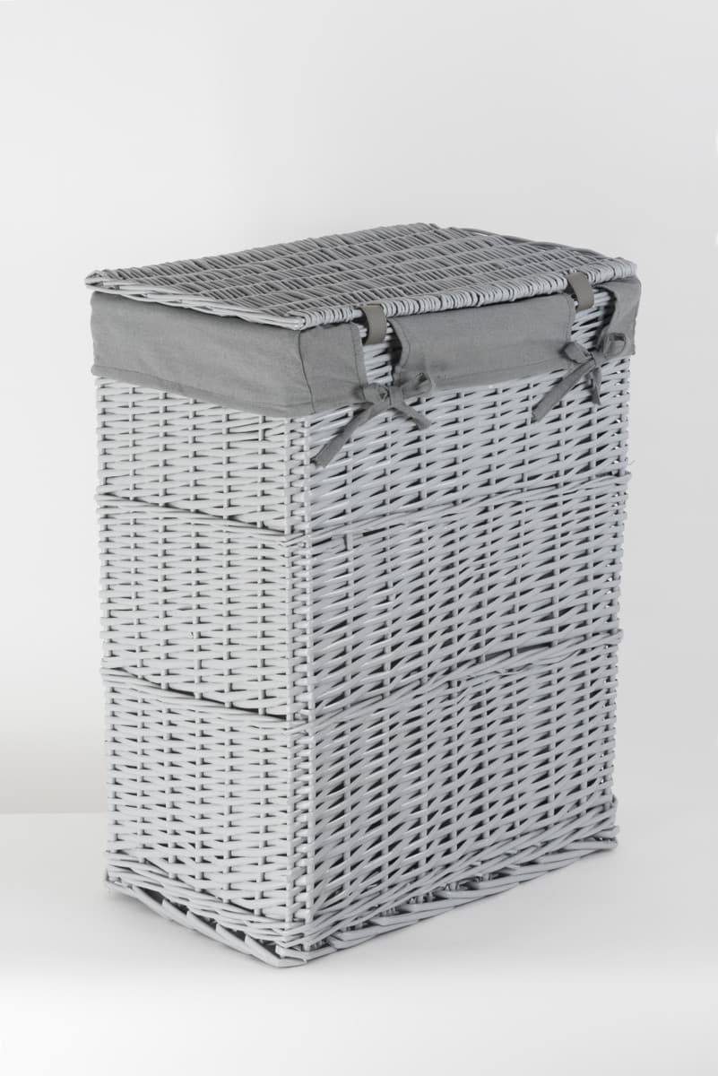 Kosz wiklinowy z wyściółką na pranie Koszoplotka szary 47x35x66h