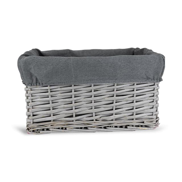 Koszyk wiklinowy Koszoplotka szary z wyściółką 30x20x15h