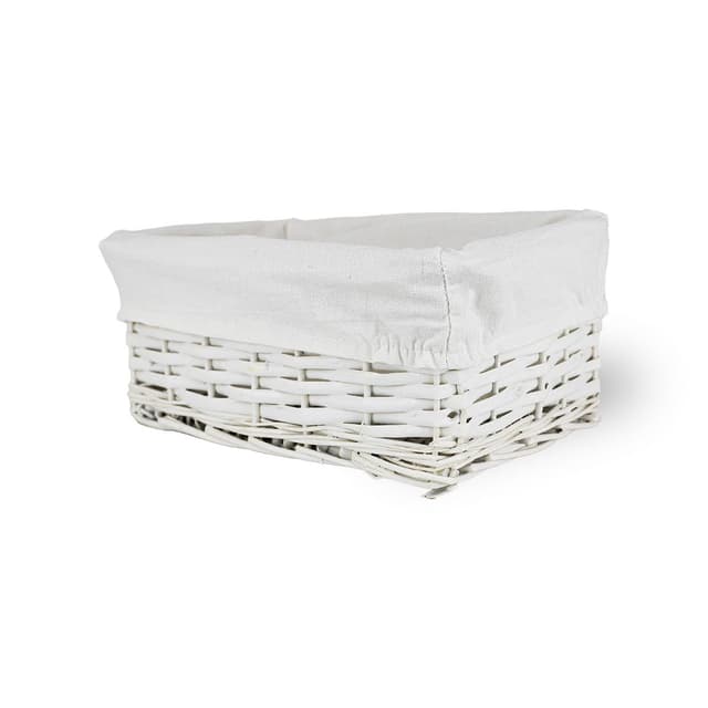 Koszyk wiklinowy Koszoplotka biały z wyściółką 27x17x11h