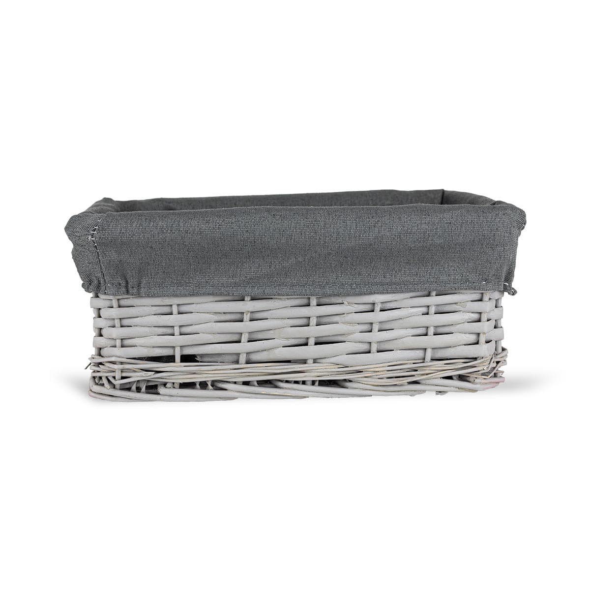 Koszyk wiklinowy Koszoplotka szary z wyściółką 27x17x11h