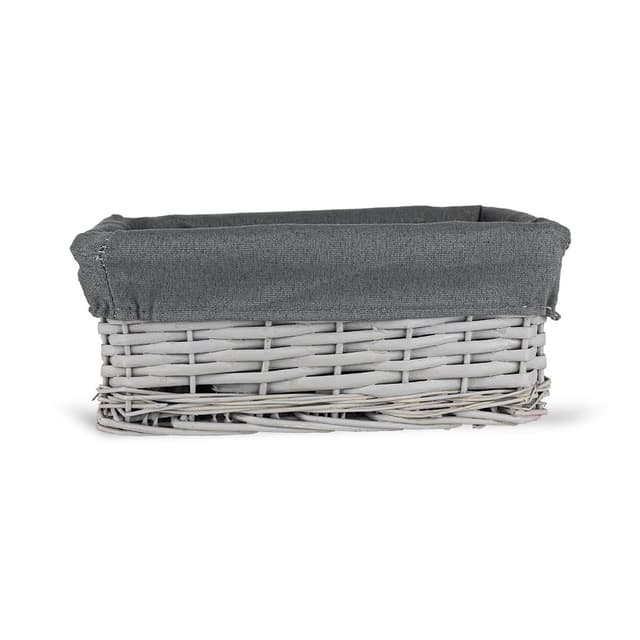 Koszyk wiklinowy Koszoplotka szary z wyściółką 27x17x11h
